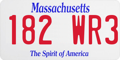 MA license plate 182WR3