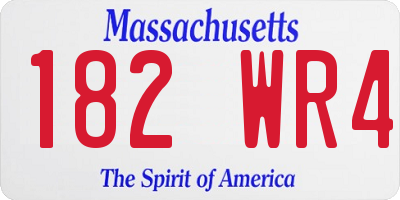 MA license plate 182WR4