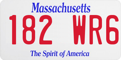 MA license plate 182WR6