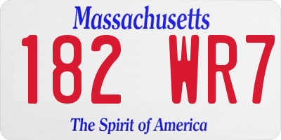 MA license plate 182WR7