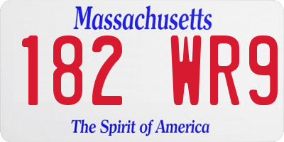 MA license plate 182WR9