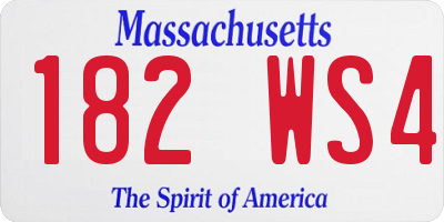MA license plate 182WS4