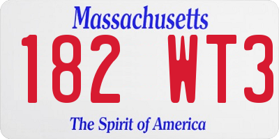 MA license plate 182WT3