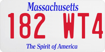 MA license plate 182WT4