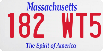 MA license plate 182WT5