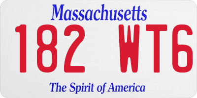 MA license plate 182WT6