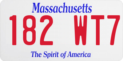 MA license plate 182WT7