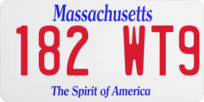 MA license plate 182WT9