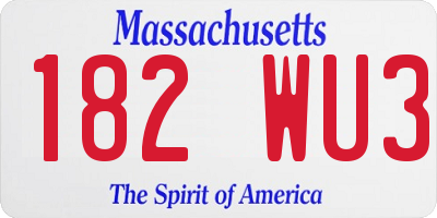 MA license plate 182WU3