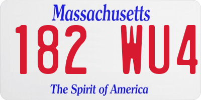 MA license plate 182WU4