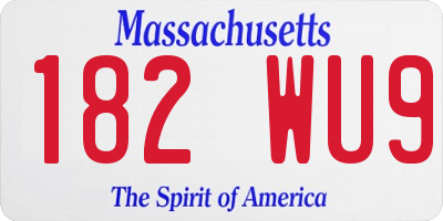 MA license plate 182WU9