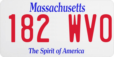 MA license plate 182WV0