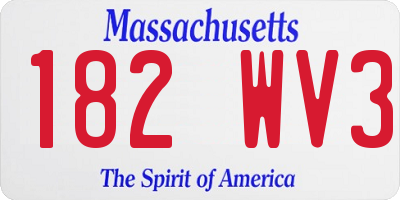 MA license plate 182WV3