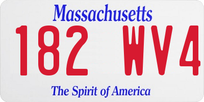 MA license plate 182WV4