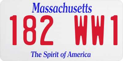 MA license plate 182WW1