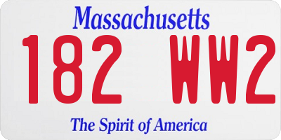 MA license plate 182WW2