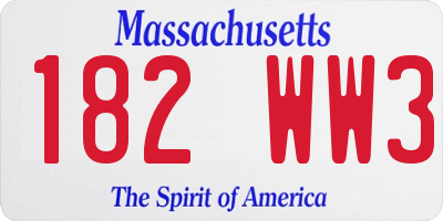 MA license plate 182WW3