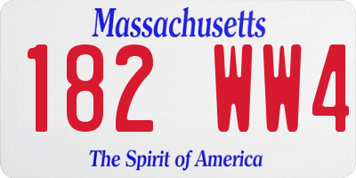 MA license plate 182WW4