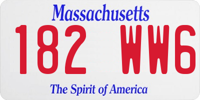 MA license plate 182WW6