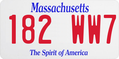 MA license plate 182WW7