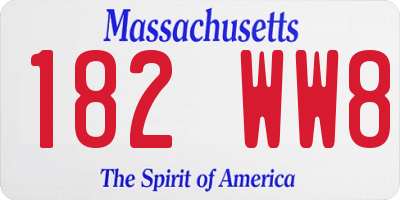 MA license plate 182WW8
