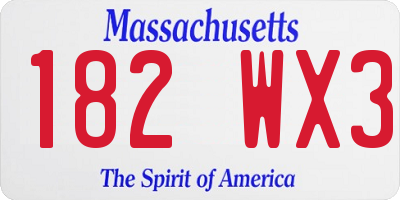 MA license plate 182WX3