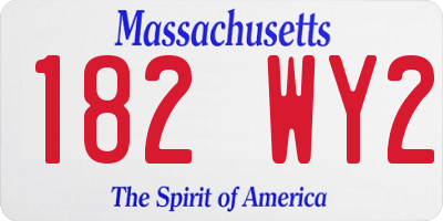 MA license plate 182WY2