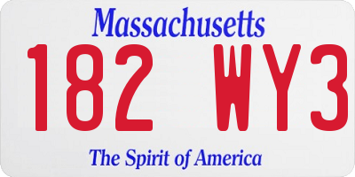 MA license plate 182WY3