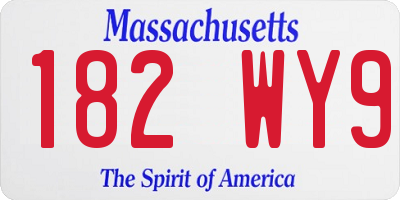 MA license plate 182WY9