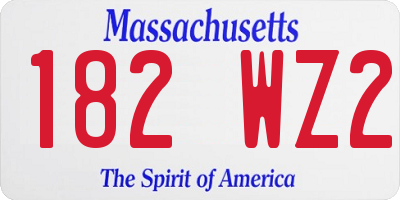 MA license plate 182WZ2