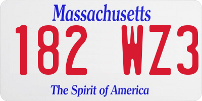 MA license plate 182WZ3