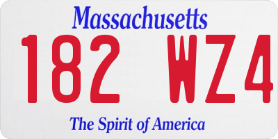 MA license plate 182WZ4