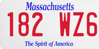 MA license plate 182WZ6