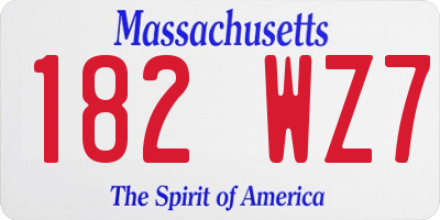 MA license plate 182WZ7