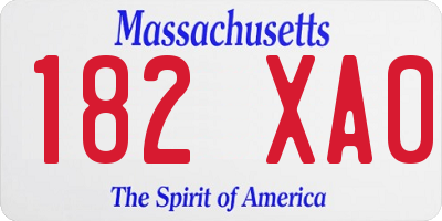 MA license plate 182XA0