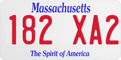 MA license plate 182XA2
