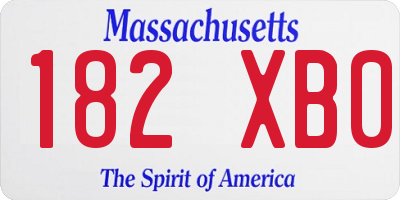 MA license plate 182XB0