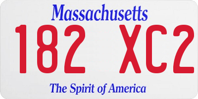 MA license plate 182XC2