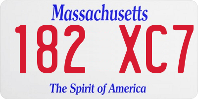MA license plate 182XC7