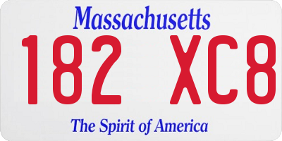 MA license plate 182XC8