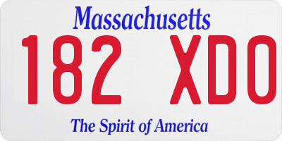 MA license plate 182XD0