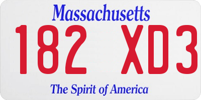 MA license plate 182XD3