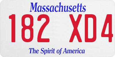 MA license plate 182XD4