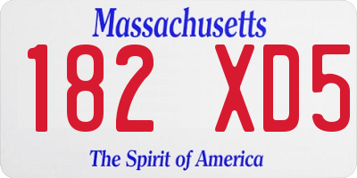 MA license plate 182XD5