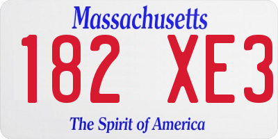 MA license plate 182XE3