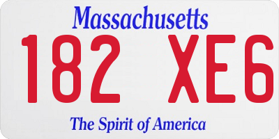 MA license plate 182XE6