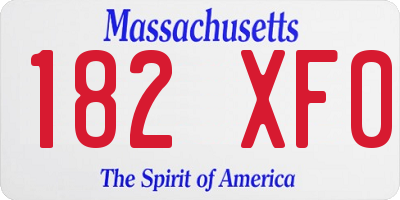 MA license plate 182XF0