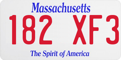 MA license plate 182XF3