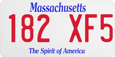 MA license plate 182XF5