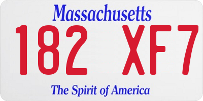 MA license plate 182XF7